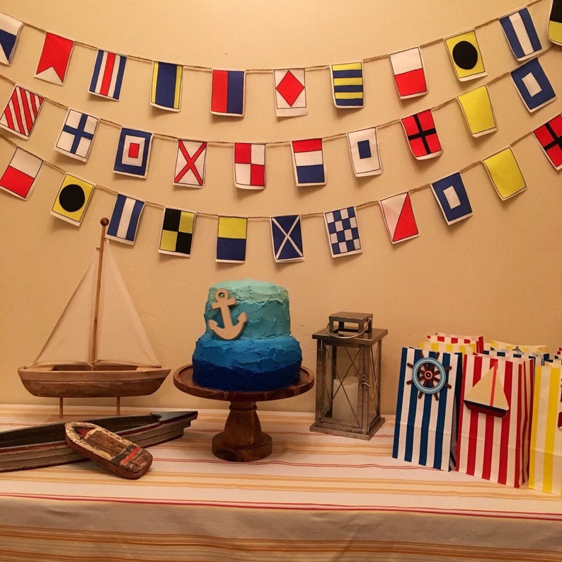 Paper Party Supplies A Z Nautical Flags Garland Small Flags Party Decor