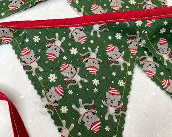 Christmas Holidays fabric bunting #9, 4 ft, red