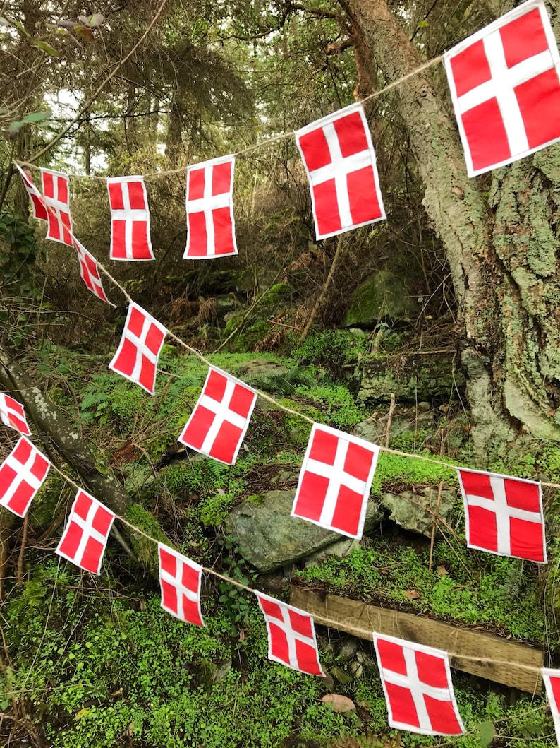Danish flag garland | Etsy