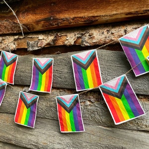 Progress Pride flag garland - large flags