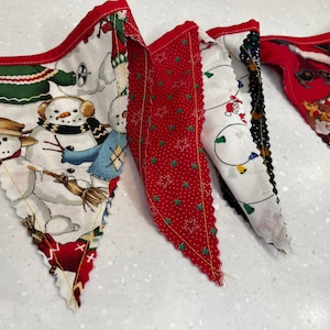 Christmas Holidays fabric bunting #7, 4 ft, red