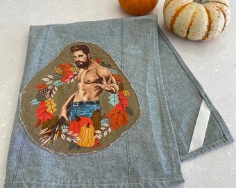 Thanksgiving Dish Towel • sage green • Hostess Gift