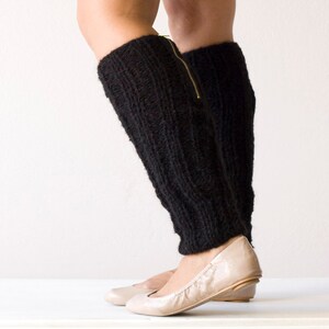 Sales Black knit leg warmers with a zipper slouchy leg warmers spats leggings knit leg warmers black leg warmers image 4