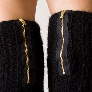 Sales Black knit leg warmers with a zipper slouchy leg warmers spats leggings knit leg warmers black leg warmers image 5