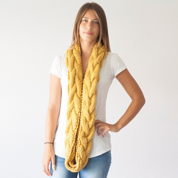 Infinity scarf,loop scarf,tube scarf,neckwarmer,circle scarf,cowl scarf in Mustard Yellow