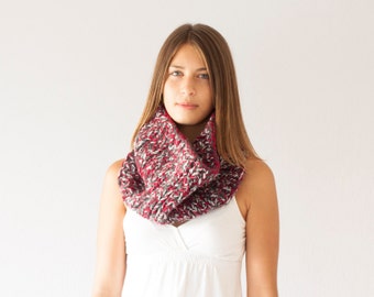 Knit collar red grey cowl shoulder warmer neck warmer slouchy chunky collar