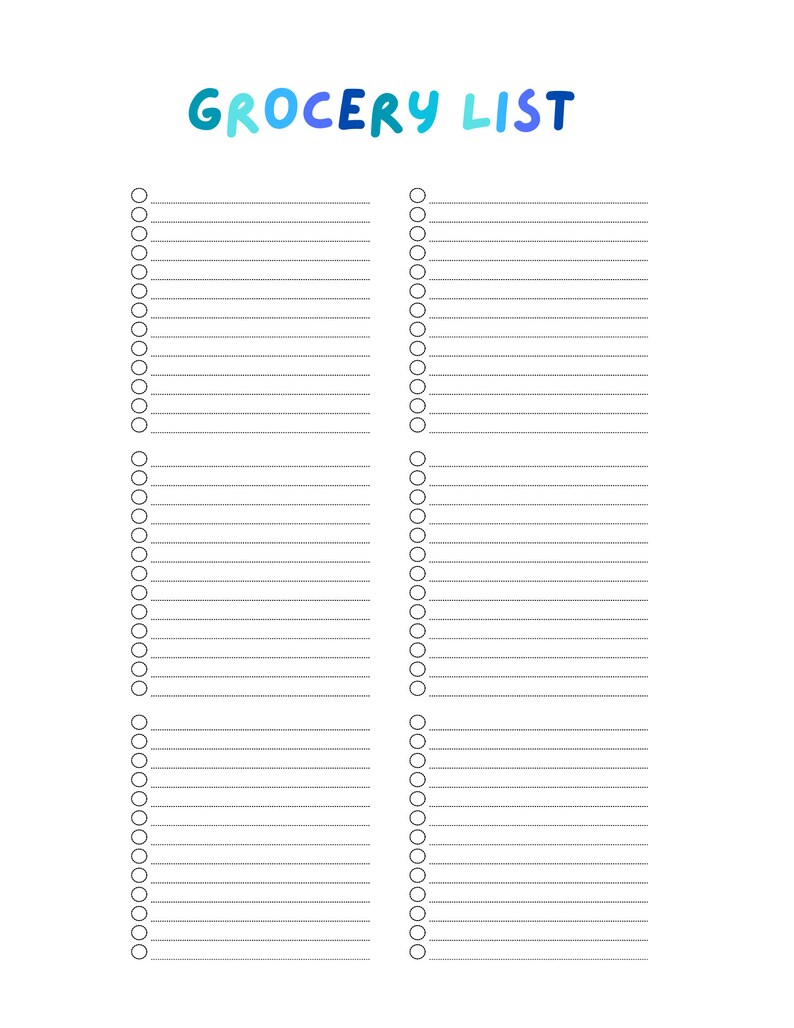Grocery List Printable Etsy Grocery List Printable Etsy