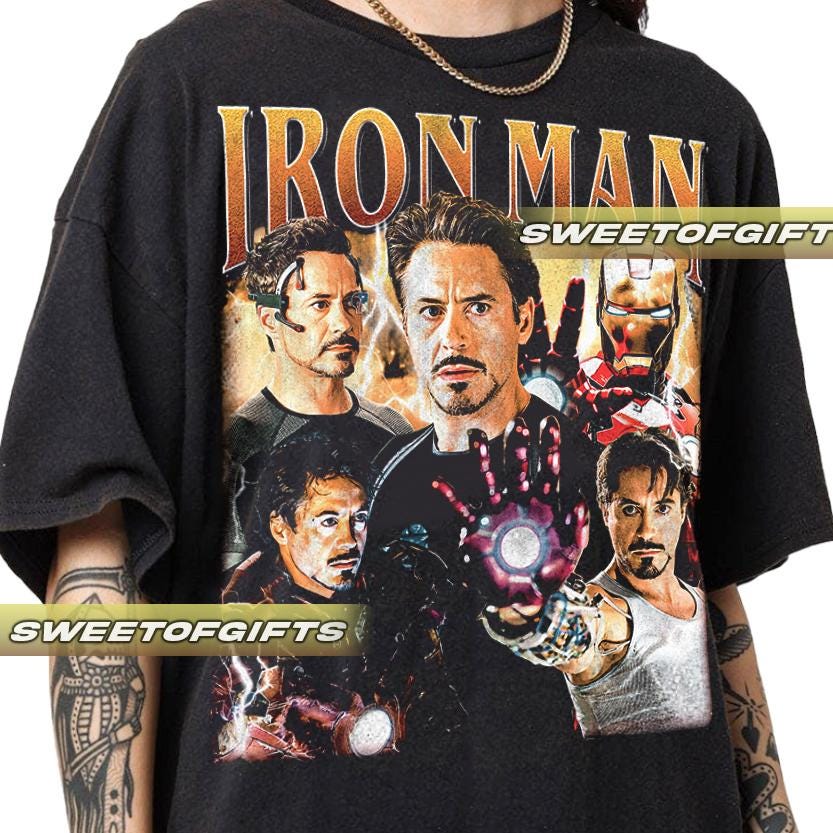 T-shirt Stark Industries | Maglietta Uomo Retrò 100% Cotone | Stampa Digitale Alta Qualità | Regular Fit GOTS - 5