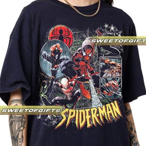 Maglietta unisex vintage con scritta "Marvel Comics Spiderman" in edizione limitata immagine 2