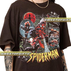 Maglietta unisex vintage con scritta "Marvel Comics Spiderman" in edizione limitata immagine 3