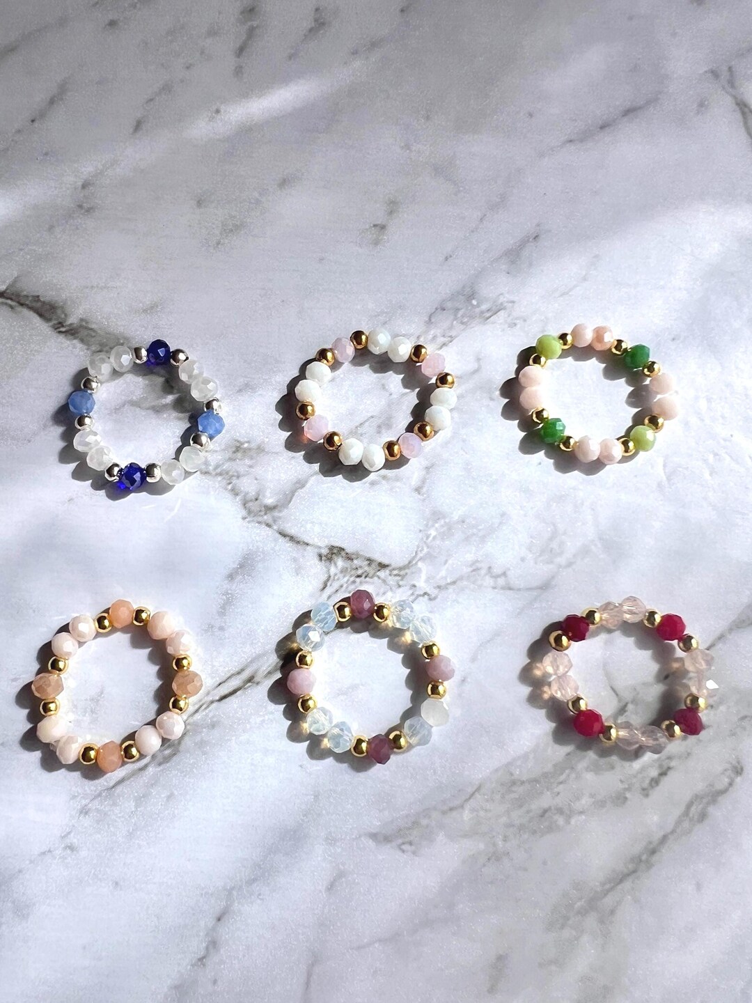 Handmade Crystal Bead Ring: 18k Gold Filled & Sterling Silver - Etsy
