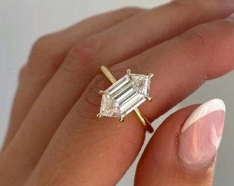 Antique 3.1 CT Dutch Marquise Cut Moissanite Solitaire 14k Solid Yellow Gold Handmade Hidden Halo Ring Gorgeous 6 Claws Wedding Jewelry/Gift