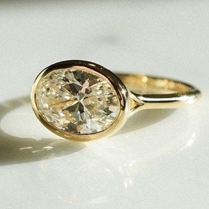 Conjunto de aro 3,12 Ct Anel de noivado de moissanita com corte oval, anel de corte oval, oval alongado, anel de noivado de moissanita, oval triturado em gelo