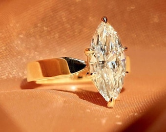 2 Ct Marquise Cut Moissanite Engagement Ring, Wedding Ring, Marquise Cut Ring, Elongated Marquise, Solitaire Ring