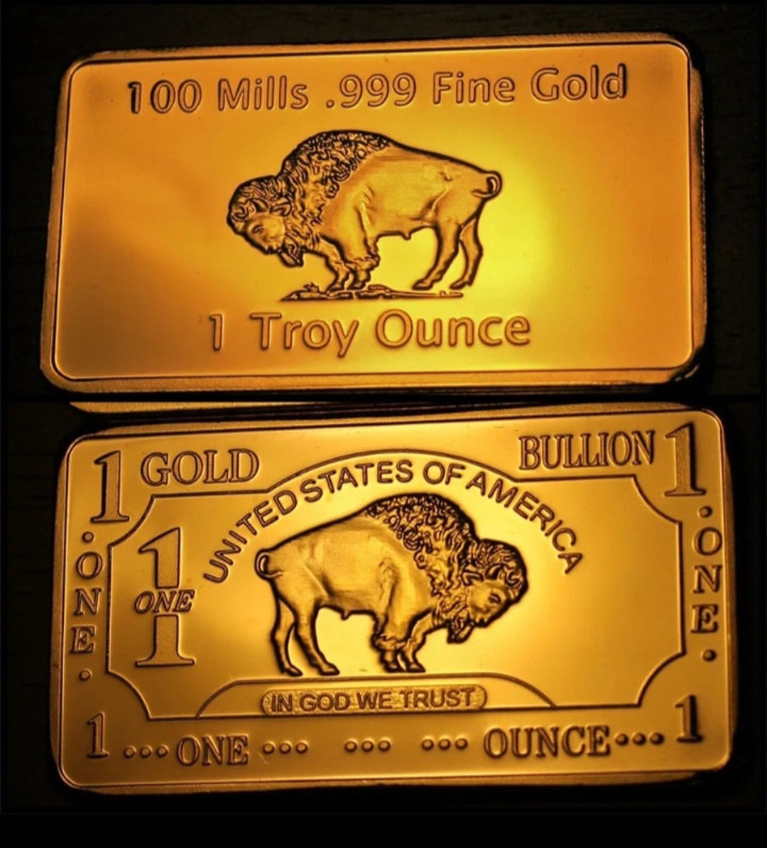 1 Troy Ounce 100 Mills .999 Fine Gold Buffalo Bullion Bar - Etsy