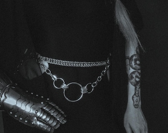 RAVENOUS BELT: Chain waist harness with pvc buckle strap