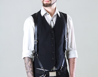 MEN'S HARNESS KORIN: Leather male harness with waist strap