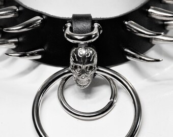 Spiked Gothic Punk Choker Necklace — Rave Hypocrisy skull Collar | Alternative Leather Accessory