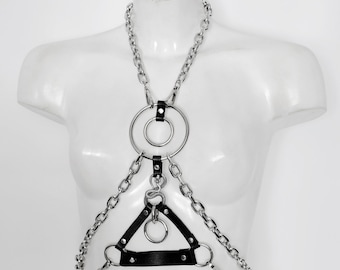 Snake Chain Underbust Harness: Leather & Metal Snake Symbol