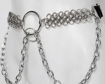 INVICTUS CHAINMAIL BELT: Chain & leather waist harness with big O-ring