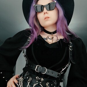 Leather gothic HARNESS: underbust pvc top with transformer straps NEPHILIM image 10