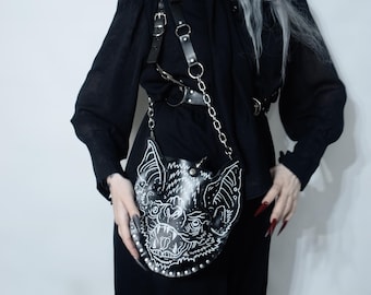 Creepy Spooky Leather Unisex Eyeball Goth Alternative Punk Bag