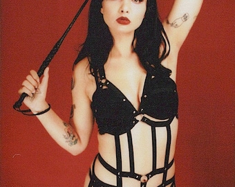 CORSET & GARTERS HARNESS: Elastic body harness with garter belt straps