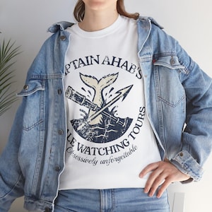 Captain Ahab&#39;s Whale Watching Tours Unisex Heavy Cotton Tee - Moby Dick by Herman Meville