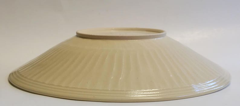 9 34 Inches in Diameter Textured Exterior Shallow Bowl Pottery Serving Bowl Off White or Eggshell 2 Inches Tall- Wheel Thrown