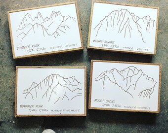 Central Cascade Peaks  - Glowforge SVG File - Bonanza Peak, Mount Daniel, Chimney Rock, Mount Stuart