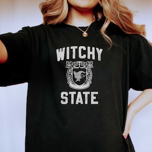 Witchy State - Hex the patriarchy with this feminist witch shirt with vintage college styling from y2k inspired designs