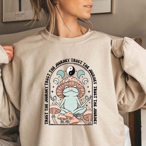 Mushroom Sweater Mushroom Sweatshirt Mushroom Crewneck Cottagecore Sweatshirt Frog and Toad Sweatshirt Frog Sweatshirt Yin Yang image 1