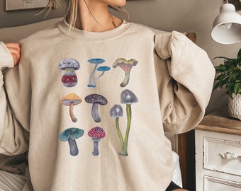 Mushroom Sweatshirt | Vintage Watercolor | Mushroom Clothing | Alt Clothing | Goblincore Clothing | Cottagecore Hoodie | Plants Hoodie