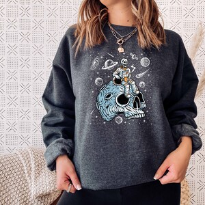 Skeleton Sweatshirt | Skeleton Shirt | Skeleton Coffee | Astronaut Sweatshirt | Space Sweatshirt | Coffee Sweatshirt