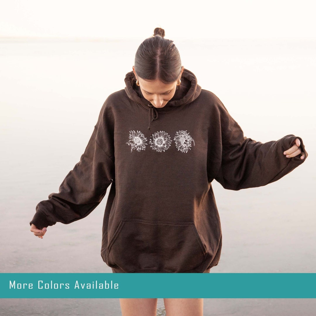 Sunflower Hoodie Cottagecore Hoodie Sunflower Sweatshirt Oversized