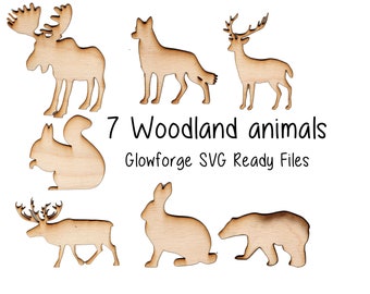 Set of Woodland Animals Glowforge Cut Files SVG format - Individual files for 7 Woodland Animals