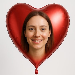 Personalisierter Herz Folienballon | Personalisierter Fotoballon für Geburtstag, Hochzeit, Jubiläum - Premium Helium-Ready 18&quot;Herzform