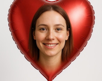 Personalized Heart Foil Balloon | Custom Photo Balloon for Birthday, Wedding, Anniversary – Premium Helium-Ready 18&quot; Heart Shape