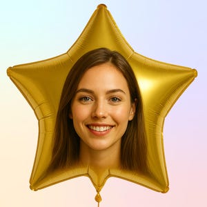 Personalized Star Foil Balloon | Custom Photo Balloon for Birthday, Graduation, Anniversary – Premium 19&quot; Star Shape
