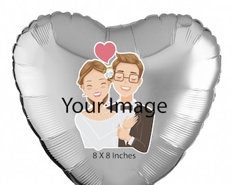 Custom Photo Heart Foil Balloon: Personalized Wedding, Birthday, Shower Decor
