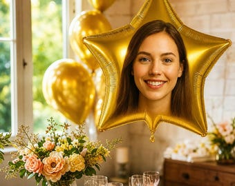 Gepersonaliseerde foto folieballon ster: 19" aangepast feestdecor | Heliumballon van topkwaliteit
