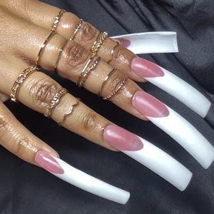 Witte French Tip XXXL Curve Volledige Cover Set Acryl Aandrukbaar