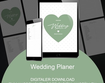 Planejador de casamento alemão digital para impressão, modelo de planejamento de casamento modelos de casamento