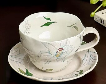 Tasses à thé de l'après-midi | Tasses à thé et soucoupes fleuries | Tasses à café en céramique | Services à thé | Services à café | Cadeaux faits main