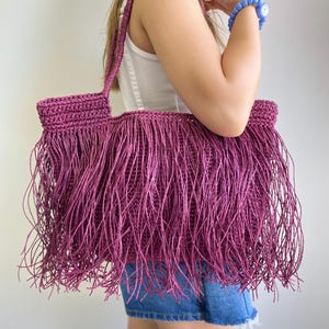 Handmade Raffia Crochet Beach Tote: Boho Woven Shoulder Bag