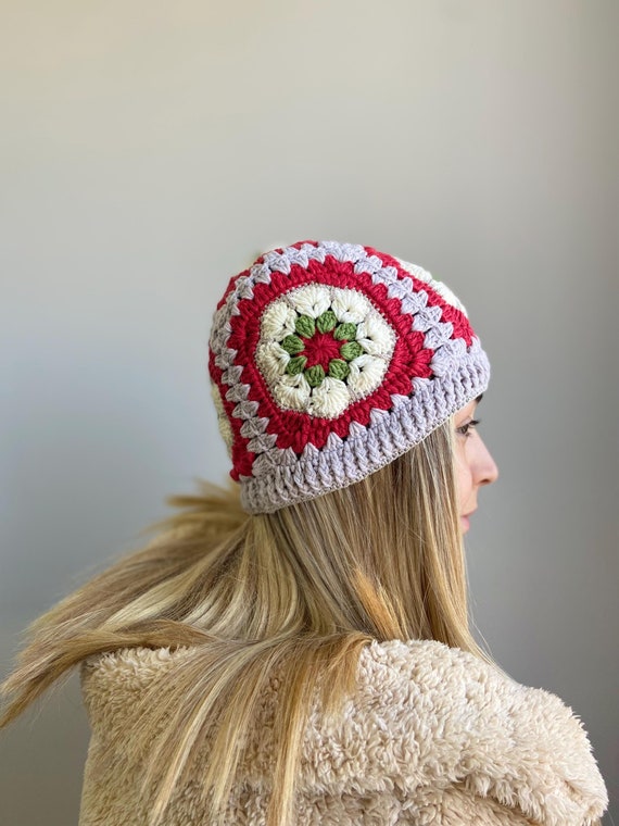 Handmade Granny Square Crochet Beanie: Winter Bucket Hat - Etsy display picture 1