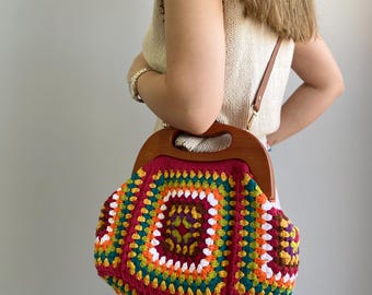 Handmade Crochet Clutch Bag: Boho Chic Crossbody Purse