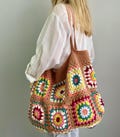 Oversized Granny Square Crochet Tote Bag: Handmade Boho Market Bag product logo