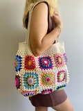 Crochet Granny Square Tote Bag: Boho Cotton Handbag product logo