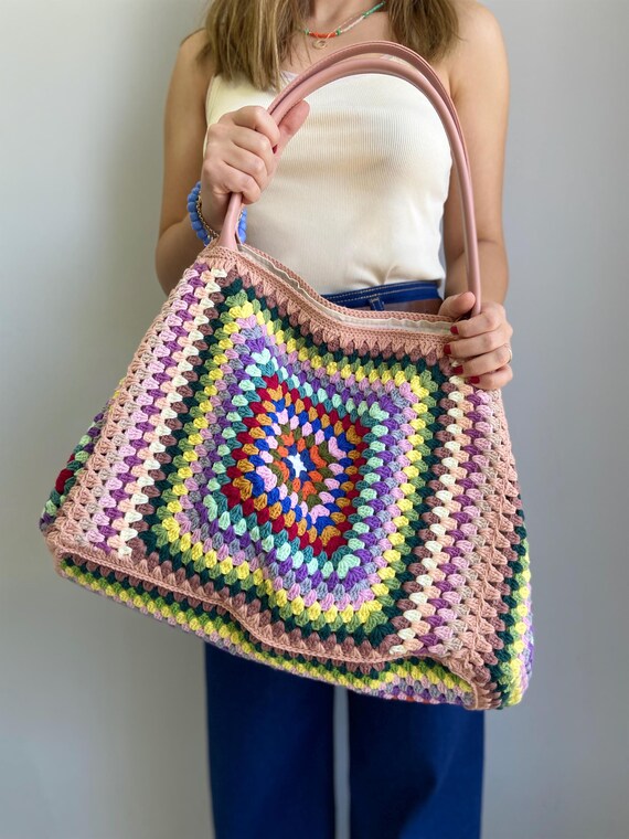 Crochet Weekender Tote Bag: Handmade Boho Travel Bag
